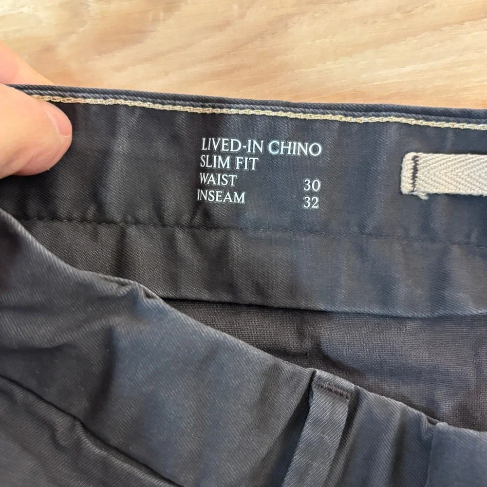 Banana Republic Lived In Chino Pants‎ Mens 30x32 Slim Fit Gray Flat Front